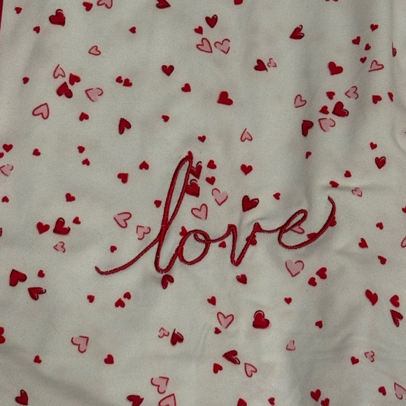Laura Ashley XL Womens Heart Print Embroidered Love Pajama Set Red White Pink - Picture 4 of 7
